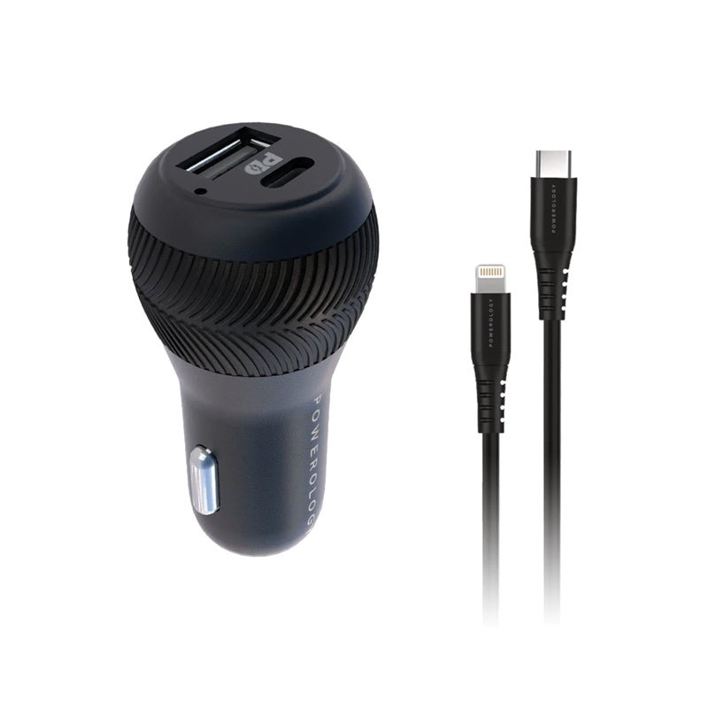 Powerology Ultra-Quick 32W Car Charger With Cable - USB-C / 32W / Black