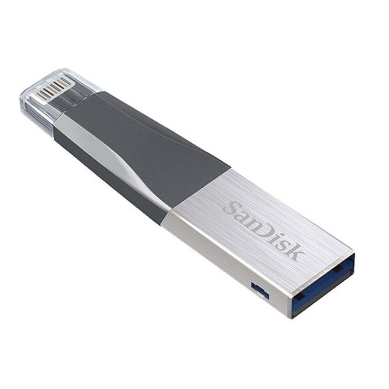 SanDisk iXpand Mini Flash Drive - 64GB / USB 3.0 / Black and Silver - Storage Products