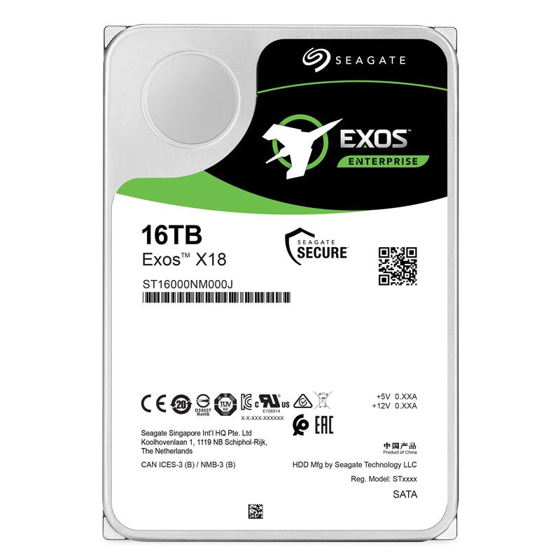 Seagate Exos X18 Enterprise Hard Drive - 16TB / 3.5-inch / SATA-III / 7200 RPM / 256MB Buffer