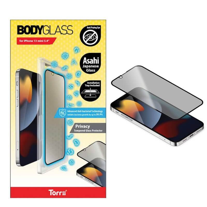Torrii Bodyglass Screen Protector - iPhone 13 Mini / Anti-bacterial Coating / Privacy