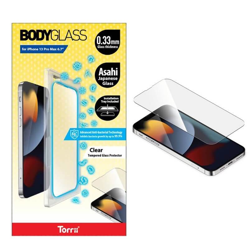 Torrii Bodyglass Screen Protector - iPhone 13 Pro Max / Anti-bacterial Coating / Clear