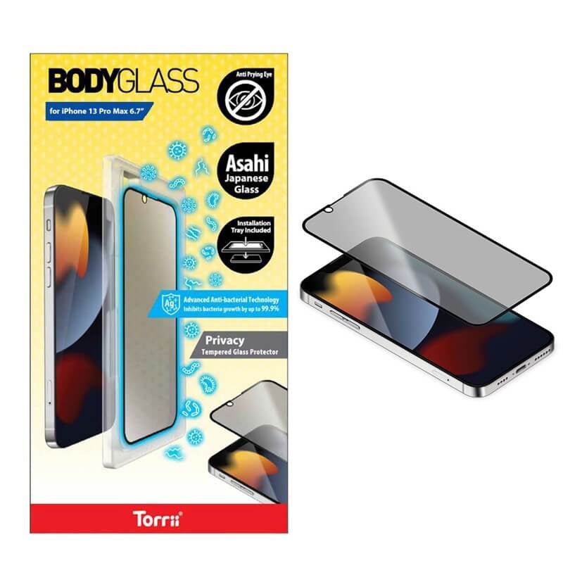 Torrii Bodyglass Screen Protector - iPhone 13 Pro Max / Anti-bacterial Coating / Privacy