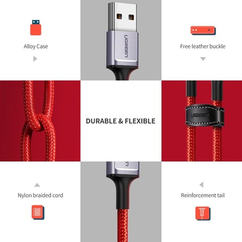 Ugreen USB cable - 1m / Type-C / Red