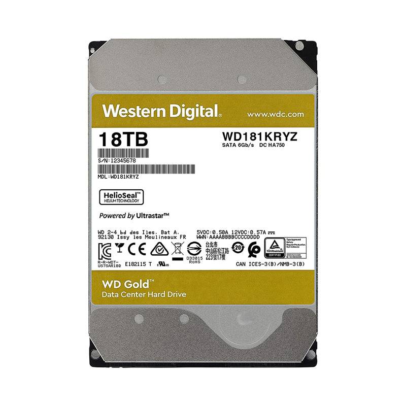 WD Gold Enterprise Class Hard Drive - 18TB / 3.5-inch / SATA-III / 7200 RPM / 512MB Buffer