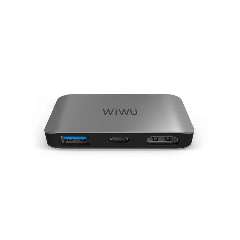 محول WiWU Alpha C2H عالي الدقة - USB 3.0 / Type-C / 4K HDMI / رمادي