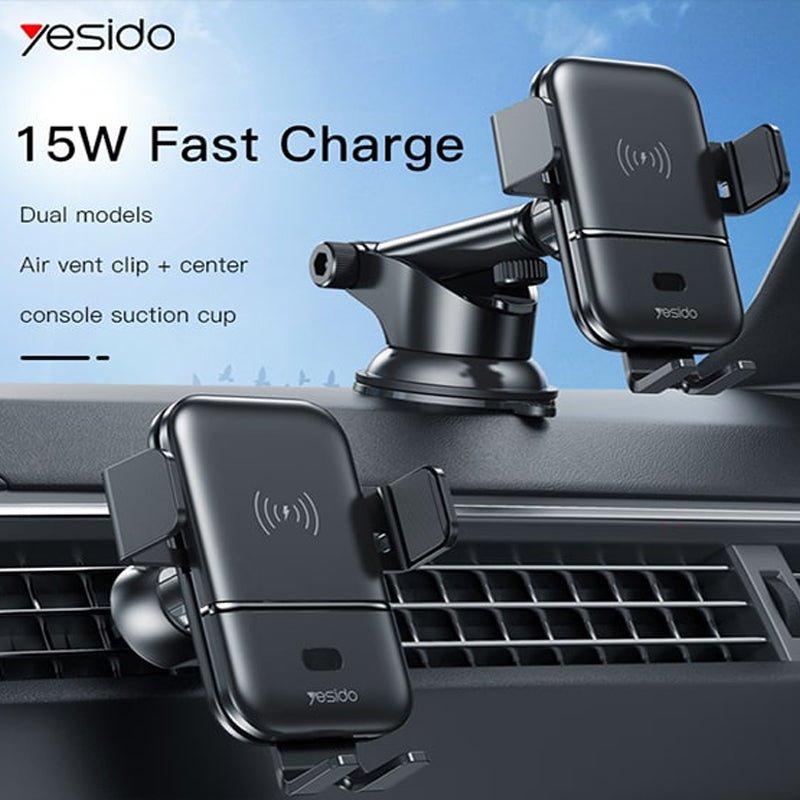 Yesido C121 Wireless Car Charger Phone Holder - Black
