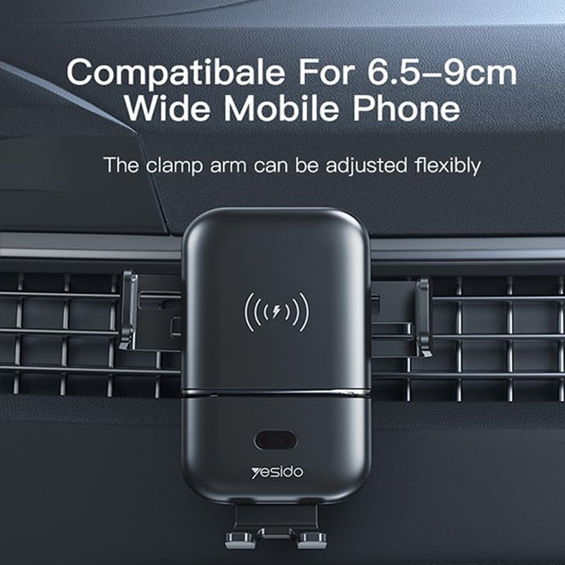 Yesido C121 Wireless Car Charger Phone Holder - Black