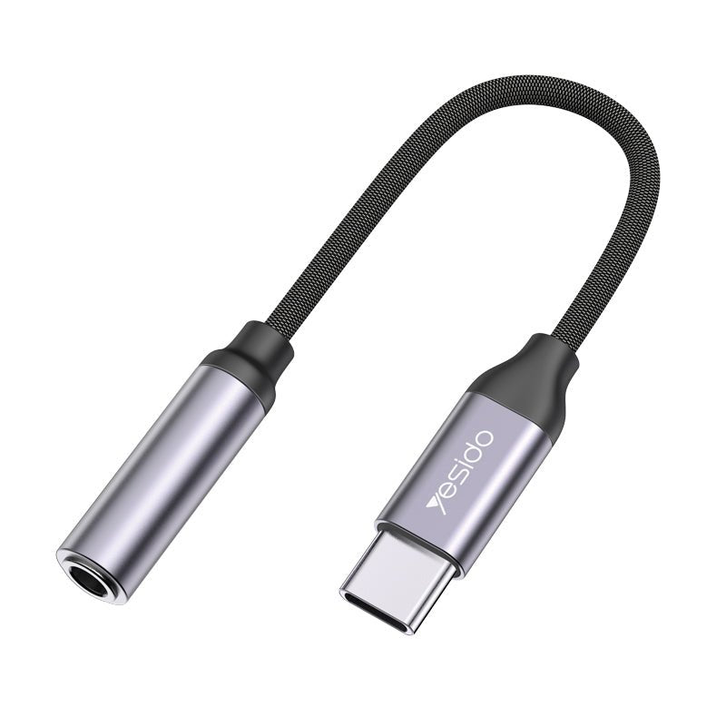 Yesido YAU-19 USB-C to 3.5mm Headphone Adapter - USB-C / 3.5mm Jack / Black