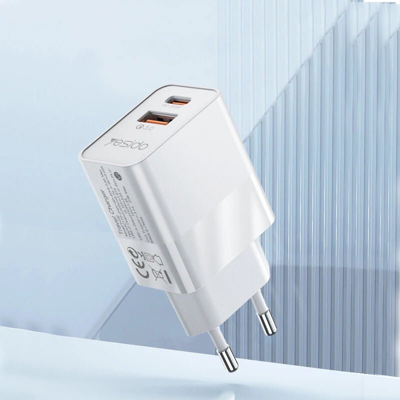 Yesido YC32 Power Adapter - Dual Port / QC3.0 / White