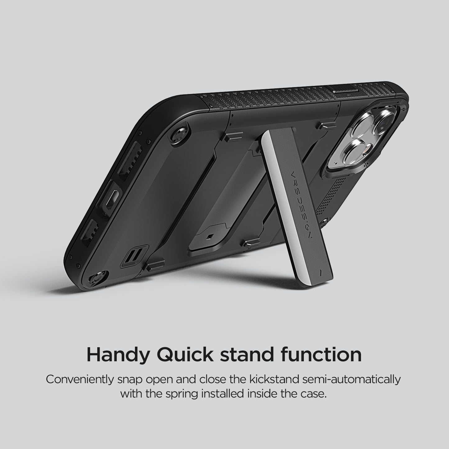 VRS Design iPhone 12 / iPhone 12 Pro Quickstand Case - Black/Metal Black