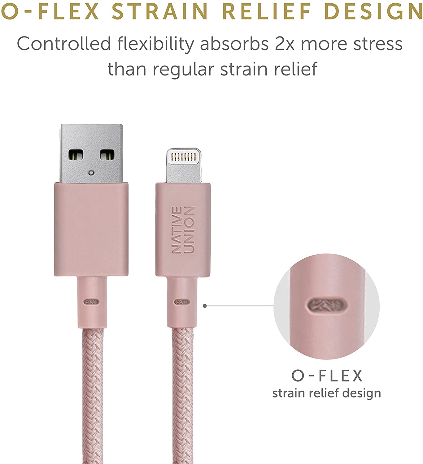 Native Union Belt Cable - USB A to Lightning 1.2M - Rose