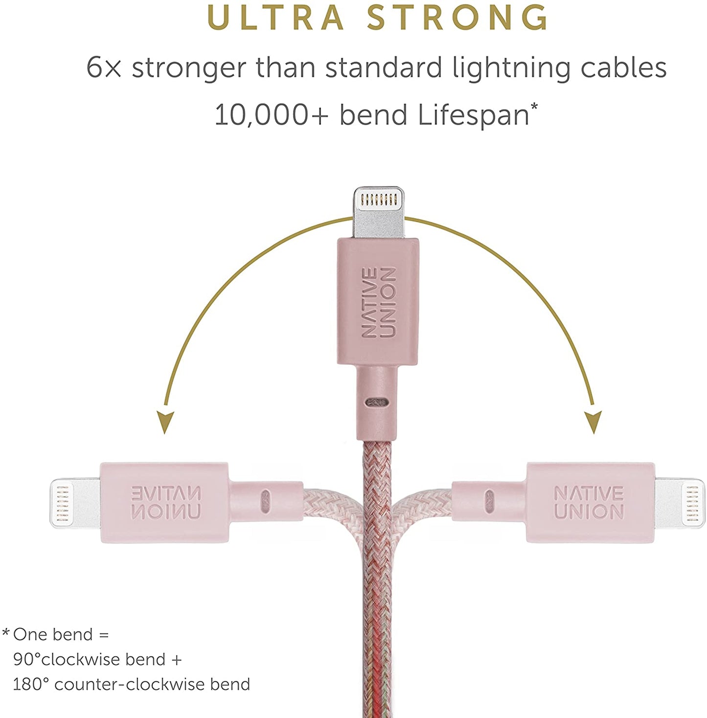 Native Union Belt Cable XL - USB A to Lightning 3M - Rose