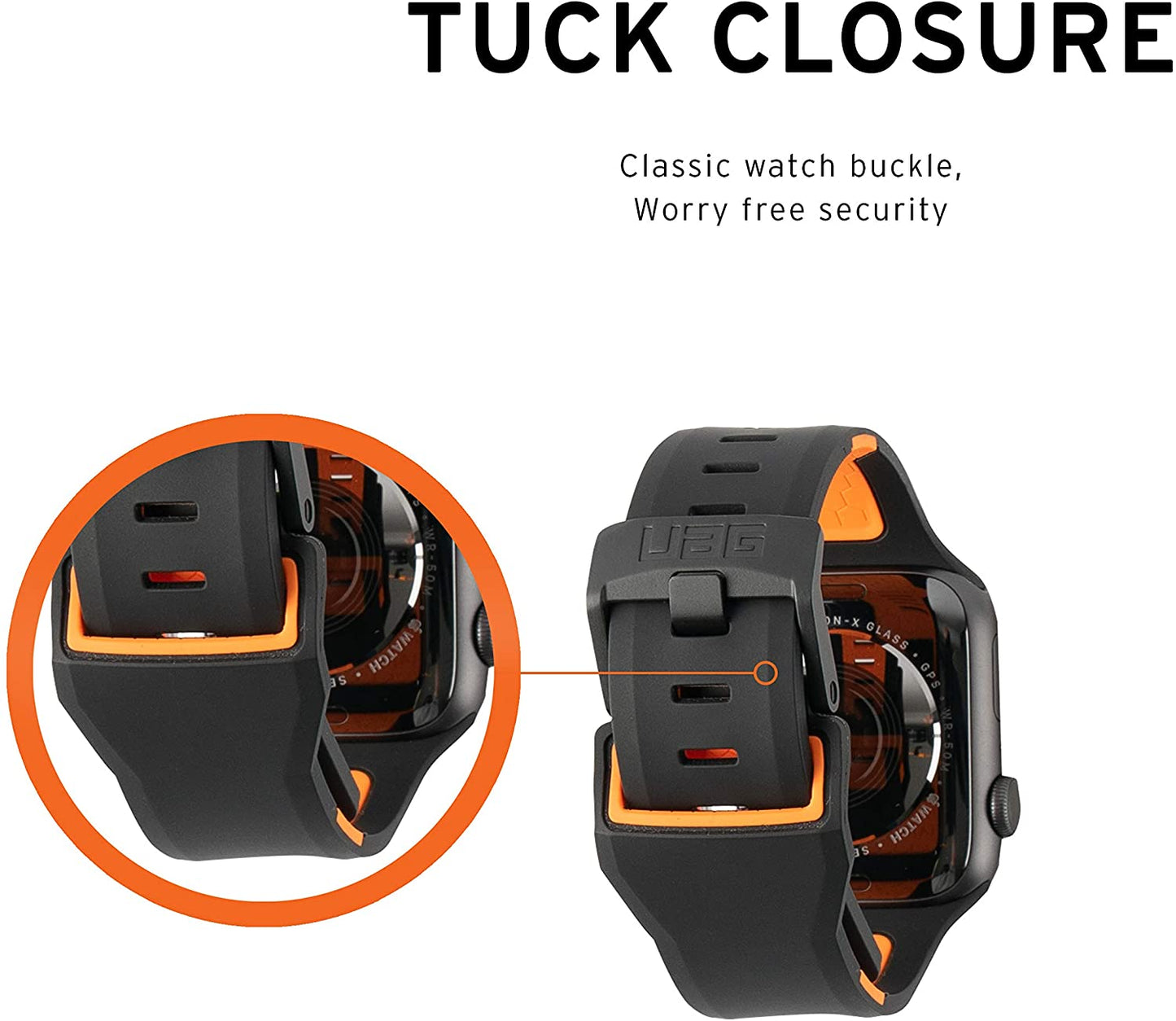 UAG Apple Watch 45mm/44mm/42mm/Ultra Civilian Strap - Black/Orange