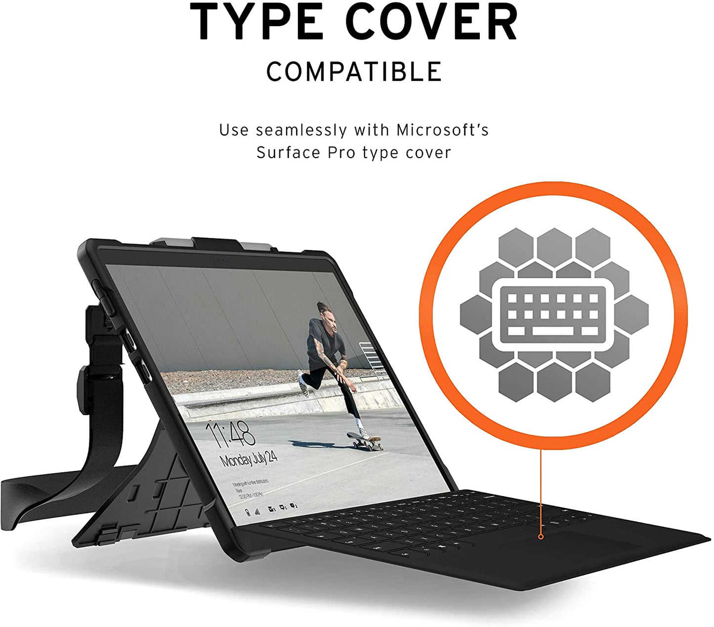 UAG Microsoft Surface Pro X Plasma Case With Handstrap & Shoulder Strap - Black