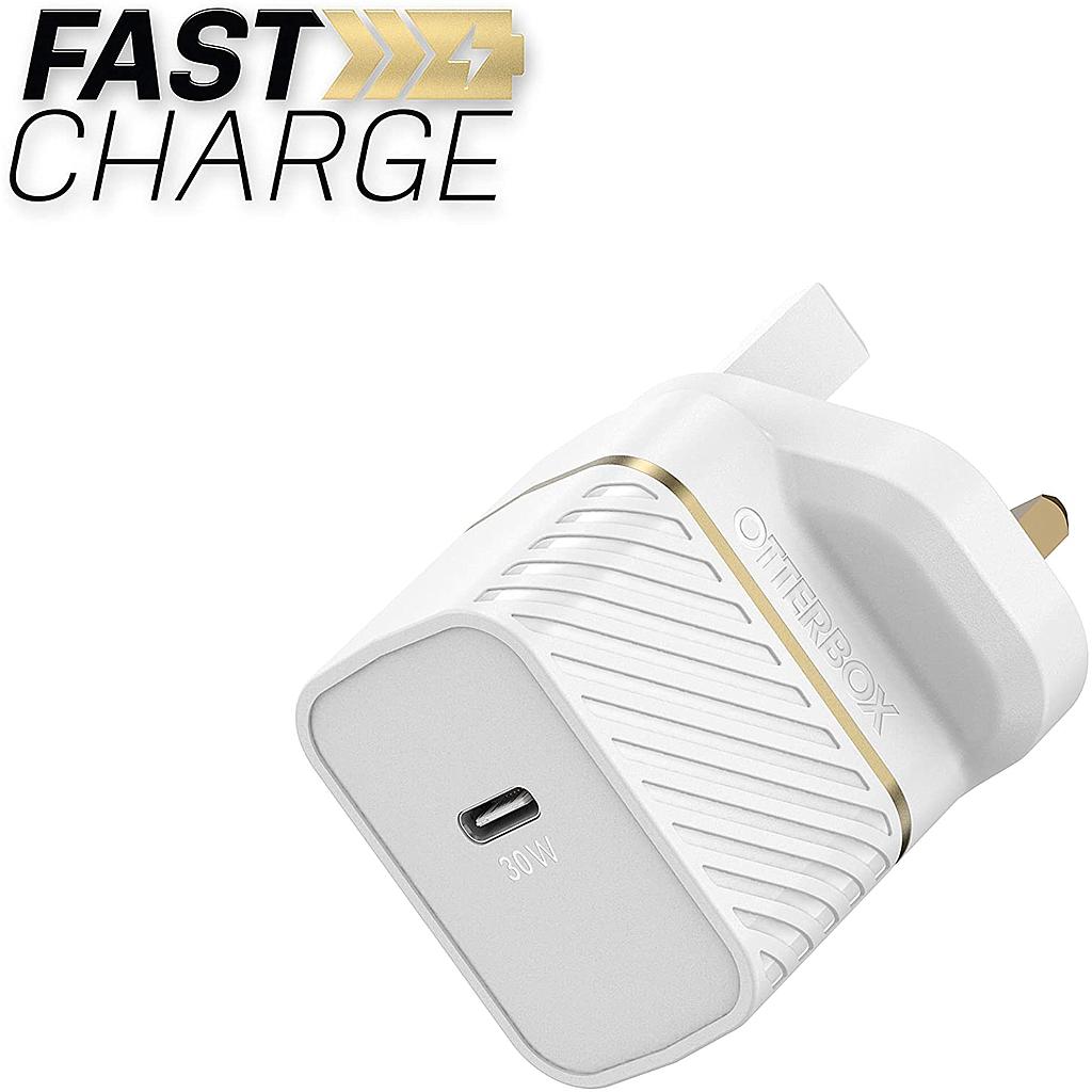 OtterBox UK Wall Charger 30W GaN - 1X USB-C 30W USB-PD - White