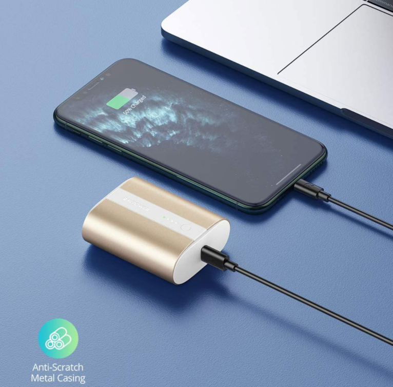 RAVPower PD+QC 2-Port Power Bank - 10,000mAh / 18W / Metallic Gold