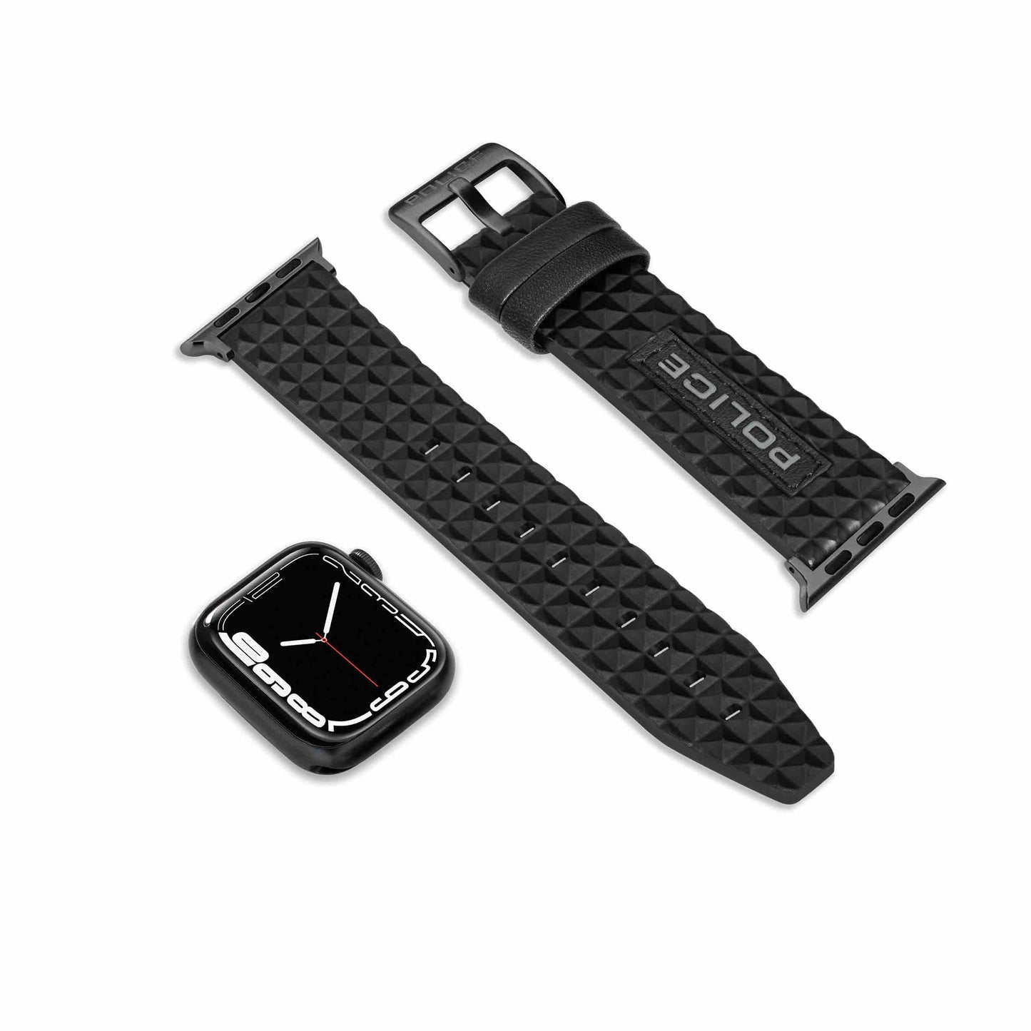 Police Pyramid Apple Watch 38/40/41mm, Smart Watch 20mm Leather Gun Strap - Black