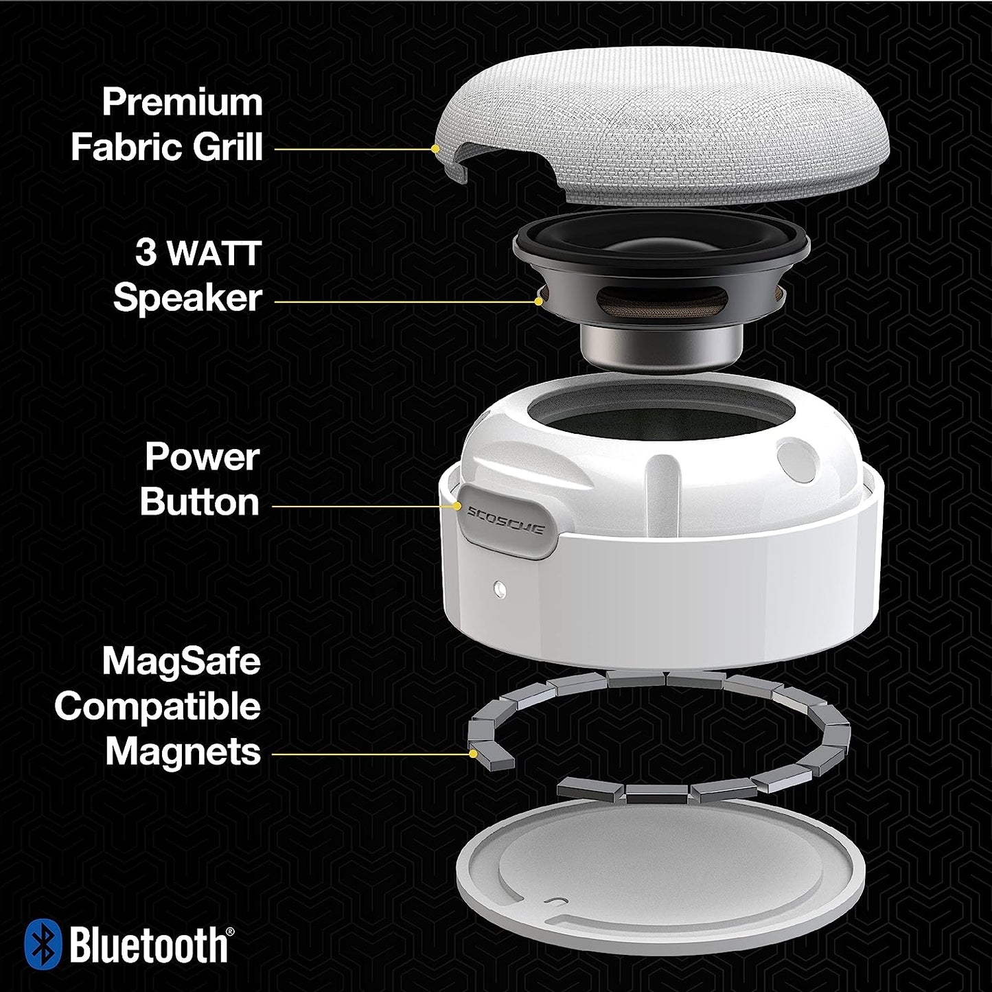 Scosche BoomCan Portable Wireless Speaker with Built-in MagSafe - White