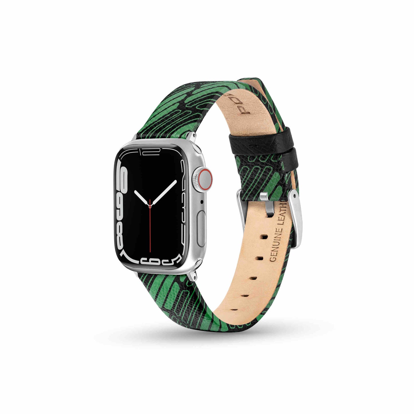 Police Mono Apple Watch Ultra/45/44/42mm, Smart Watch 22mm Leather Strap - Green