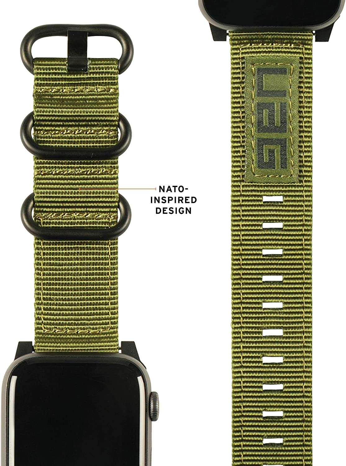 UAG Apple Watch 45mm/44mm/42mm/Ultra Nato Strap - Olive Drab