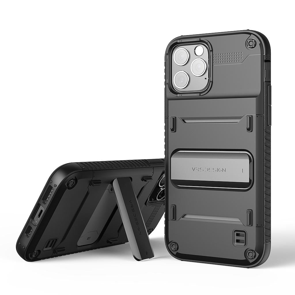 VRS Design iPhone 12 / iPhone 12 Pro Quickstand Case - Black/Metal Black