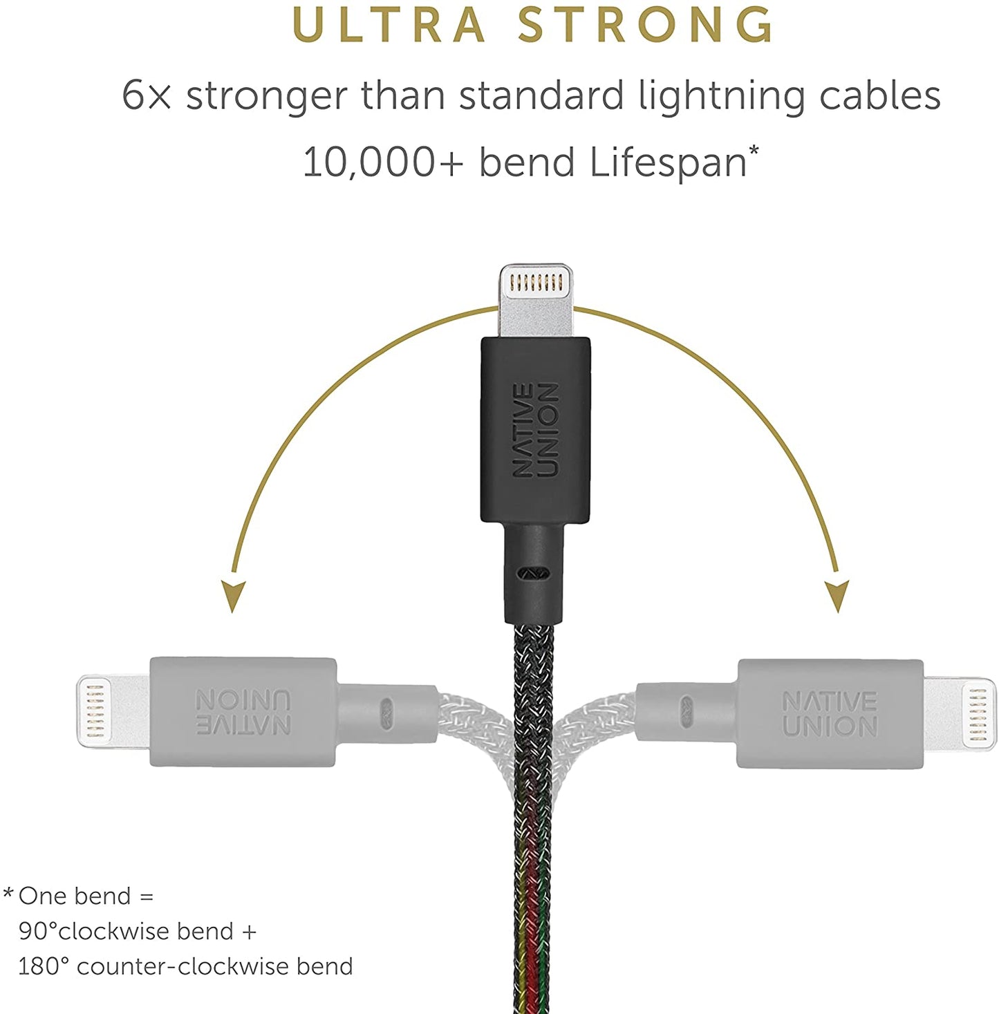 Native Union Belt Cable XL - USB A to Lightning 3M - Cosmos Black