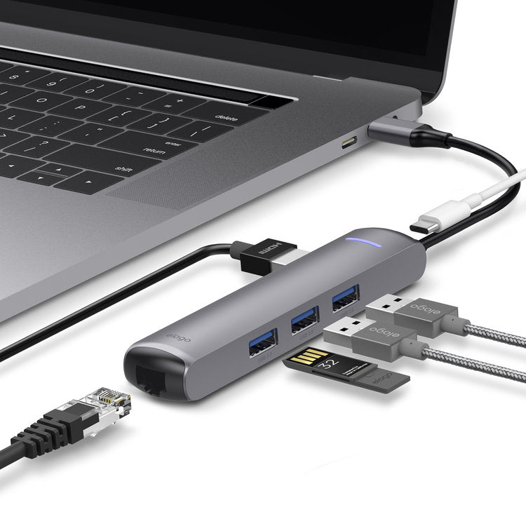Elago 6 in 1 Ethernet/HDMI Multi Hub USB-C - Dark Gray
