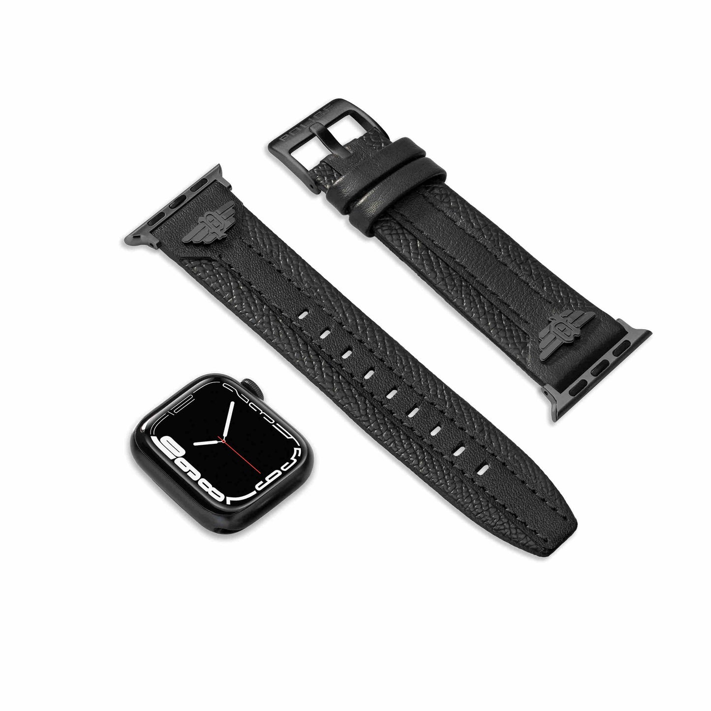 Police Wings Apple Watch Ultra/45/44/42mm, Smart Watch 22mm Leather Gun Strap - Black