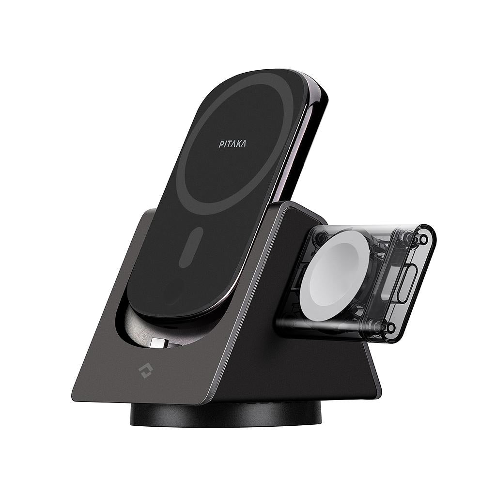 Pitaka MagEZ Slider 4-in-1 Wireless Charger + Power Dongle for Apple Watch - Black