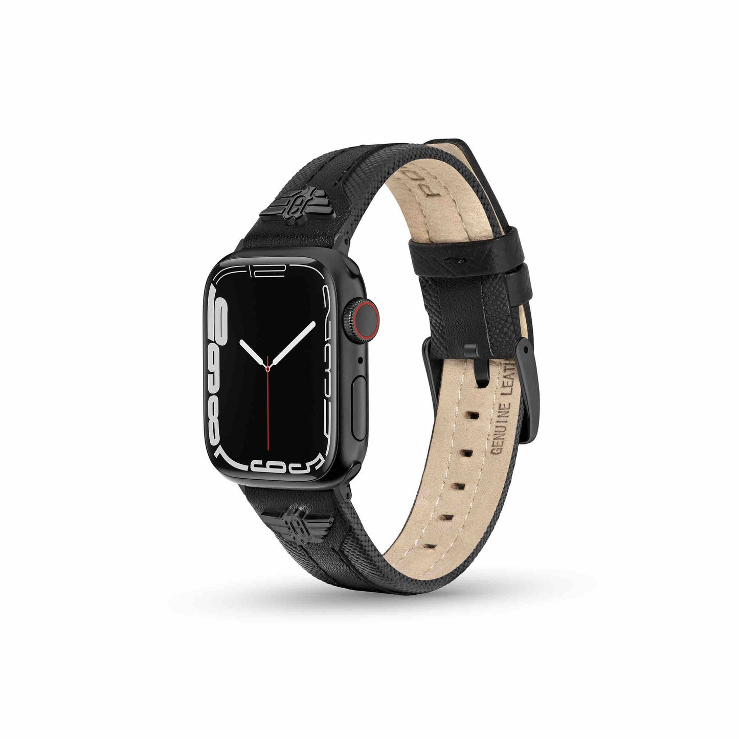 Police Wings Apple Watch 38/40/41, Smart Watch 20mm Leather (Gun Metal Buckle) Strap - Black