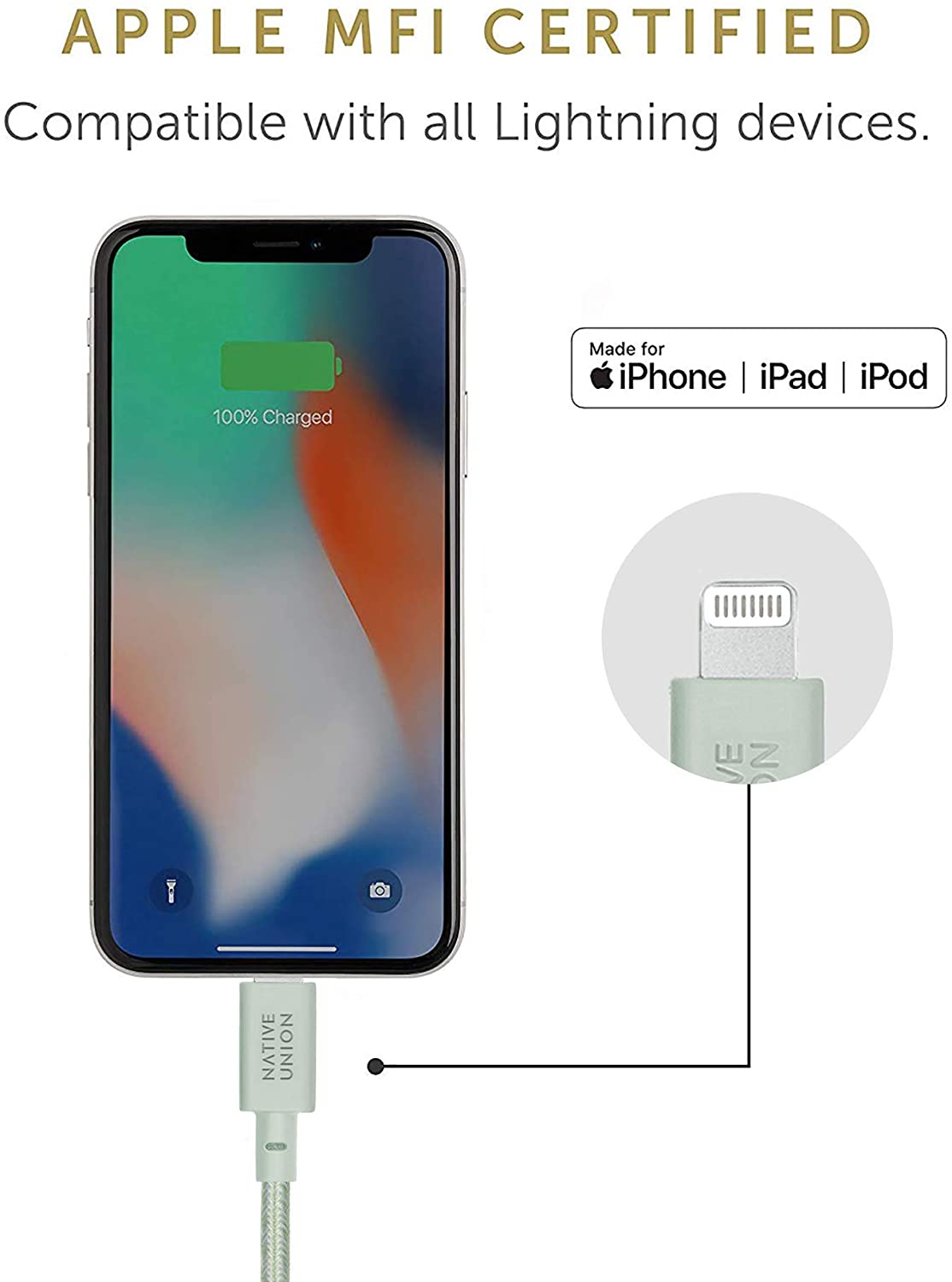 Native Union Belt Cable USB-C to Lightning 1.2M - Sage