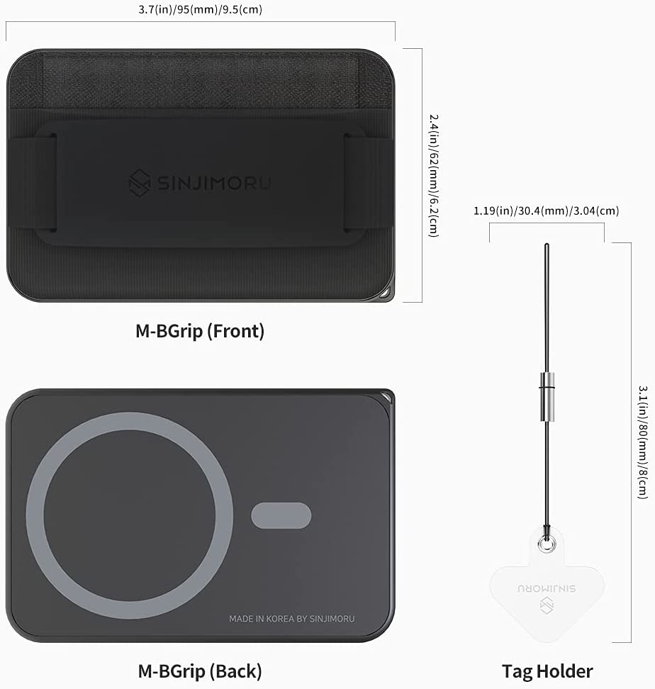 Sinjimoru M-Band Grip for Magsafe 3 in 1 Wallet - Black