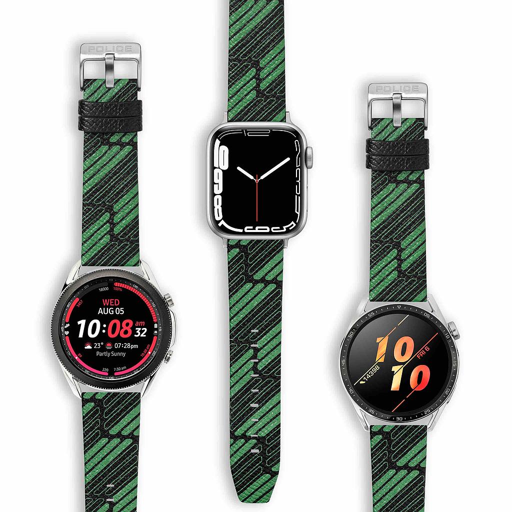 Police Mono Apple Watch 38/40/41mm, Smart Watch 20mm Leather Strap - Green