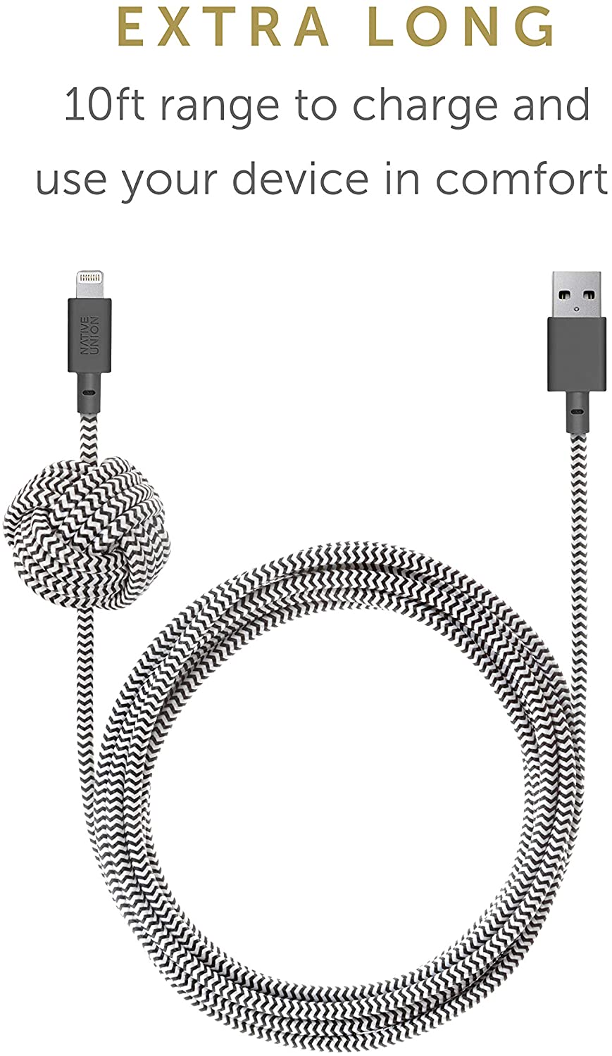 Native Union Night Cable - USB A to Lightning - 3M - Zebra