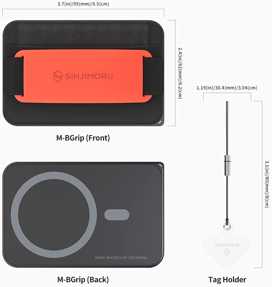 Sinjimoru M-Band Grip for Magsafe 3 in 1 Wallet - Clementine