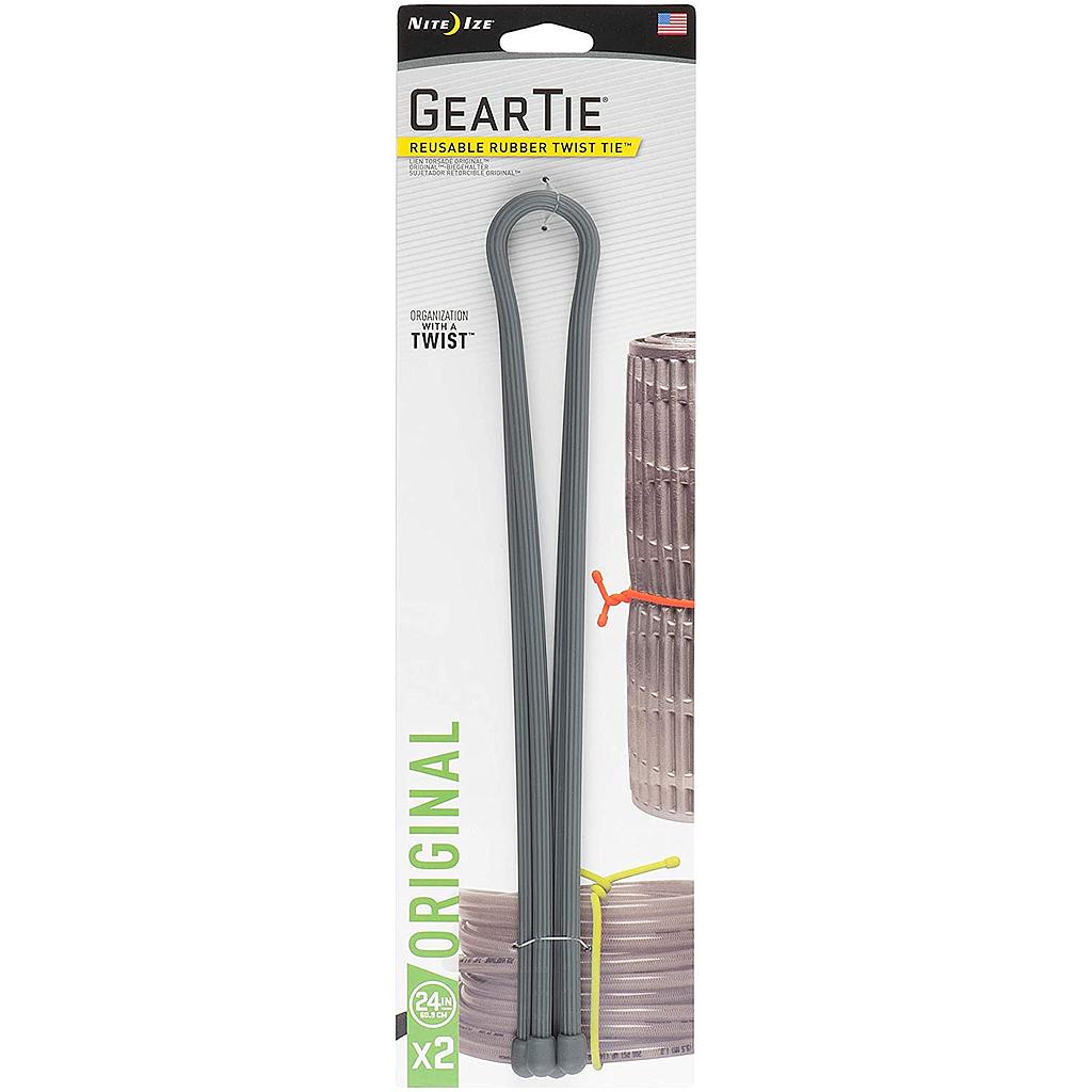 Niteize Gear Tie® Reusable Rubber Twist Tie™ 24 in. - 2 Pack - US - Charcoal
