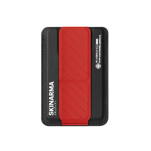 Skinarma Mag-Charge Card Holder with Grip Stand Kado – Red Black