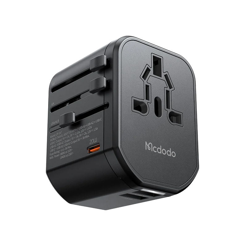 Mcdodo G1 Series 20W Global Travel Power Socket Universal Conversion Adapter - Black