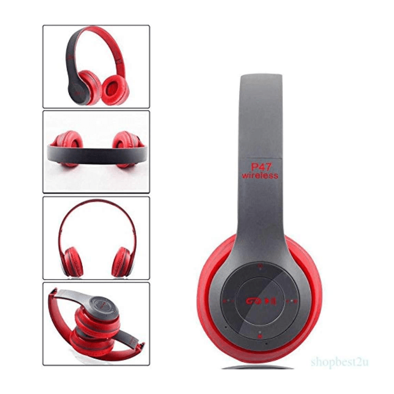 P47 Wireless Headphone - Bluetooth 4.2 / Wireless / Red