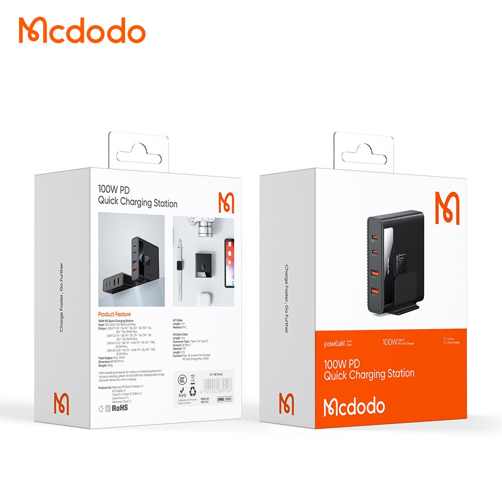 Mcdodo CH-1801 PowiGaN 100W PD Quick Charging Station 2 PD + 2 USB Fast Charging
