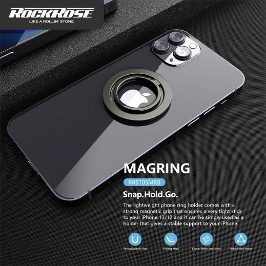 Rockrose Magnetic Phone Ring Holder - Black