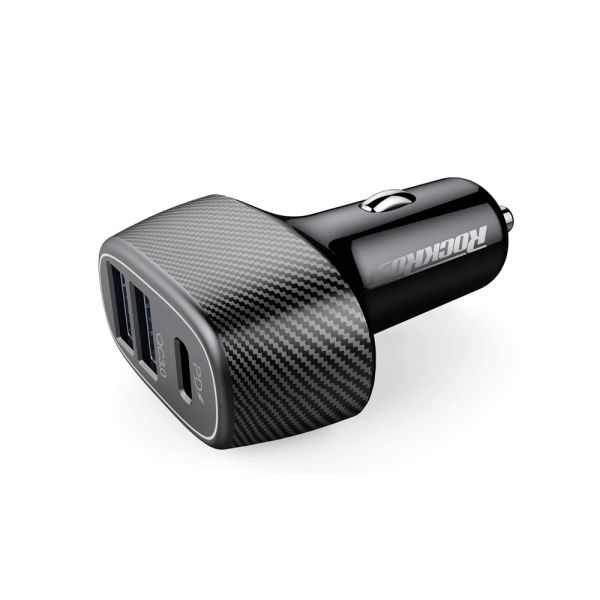 Rockrose Safari PQ2 PD & QC 3.0 3-Port Car Charger - Black